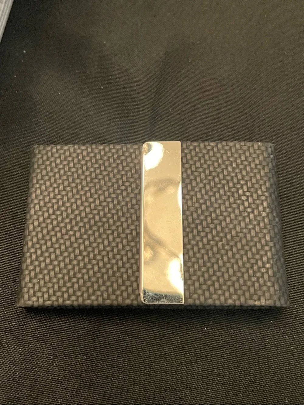 Business Card Holder Black wTexture & Silver Accent 4”x3.5”